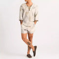 Men's Set – Lace-up Shirt and Shorts – Relaxed Fit – Lightweight and Breathable Fabric