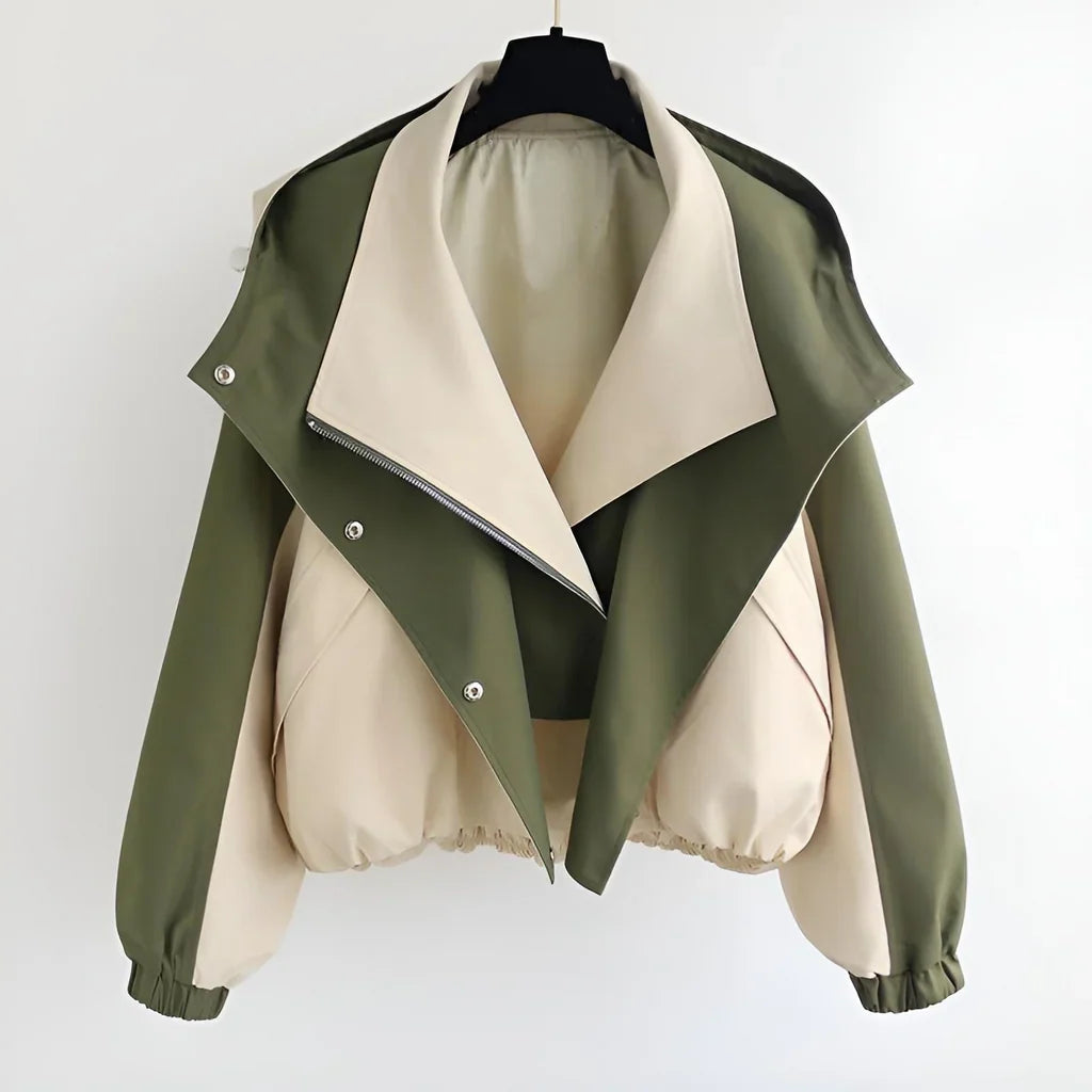 Oversized Two-Tone Blouson Short Jacket