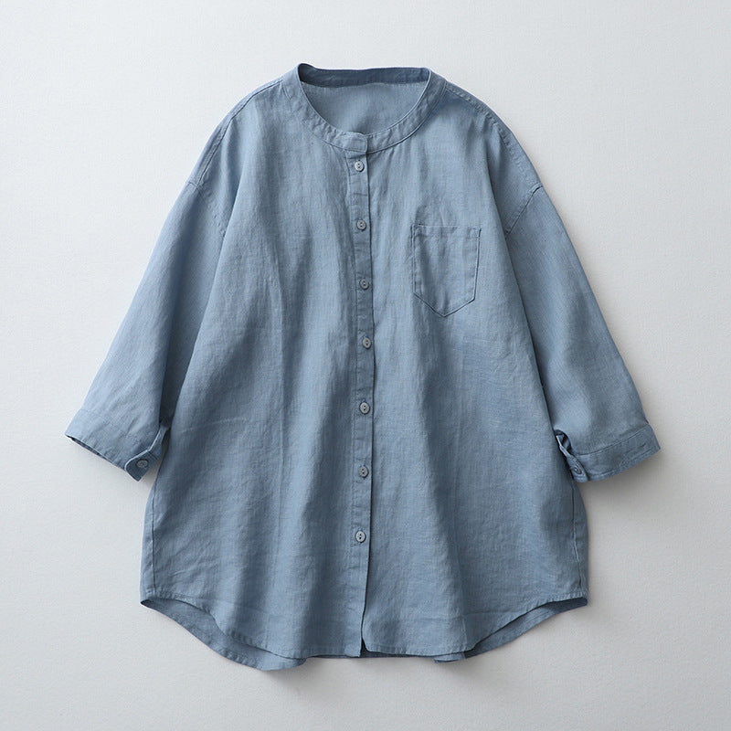 Women's Shirt – Oversized Fit – Three-Quarter Sleeves – Natural Fibers – Minimalist Design