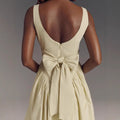 Women's Midi Dress – A-line Fit – Open Back with Bow – Light Cotton Blend