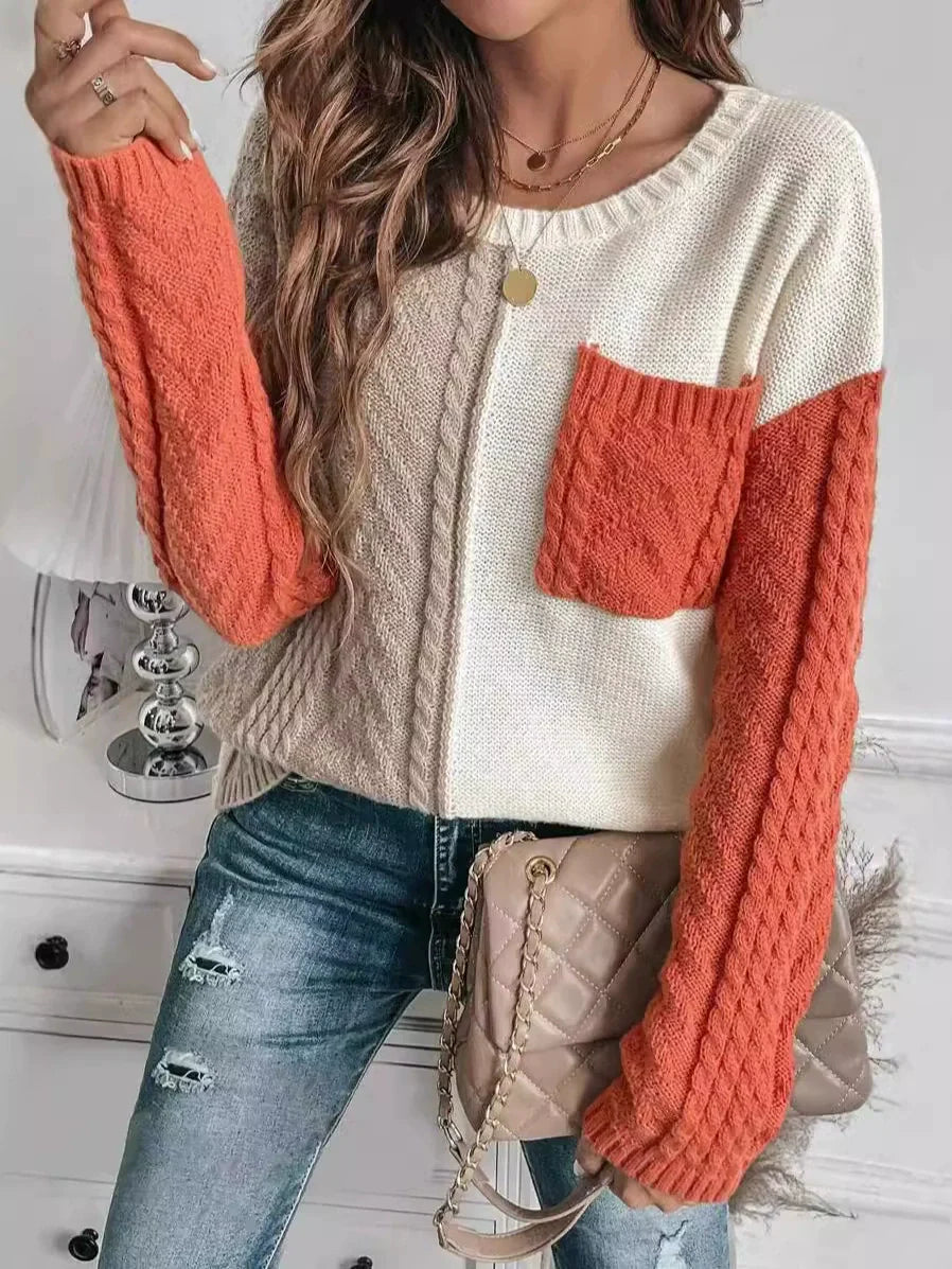 Relaxed Patchwork Wool Pullover Sweater
