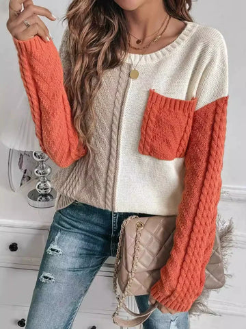 Relaxed Patchwork Wool Pullover Sweater