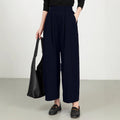 Women's trousers with wide legs – High waist – Elastic waist – Light twill – Relaxed fit