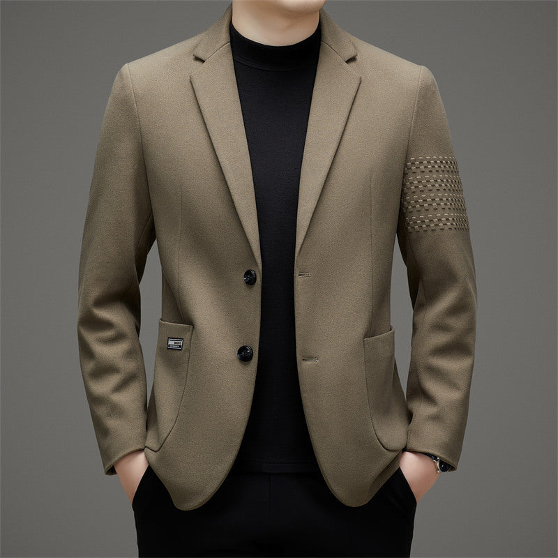 Embroidered Slim Fit Wool Blend Blazer