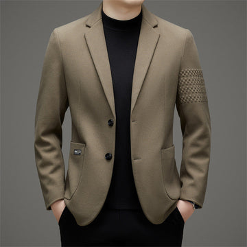 Embroidered Slim Fit Wool Blend Blazer