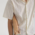Men's Shirt with Short Sleeves – Oversize Fit – Breathable Lace Fabric – Cuban Collar