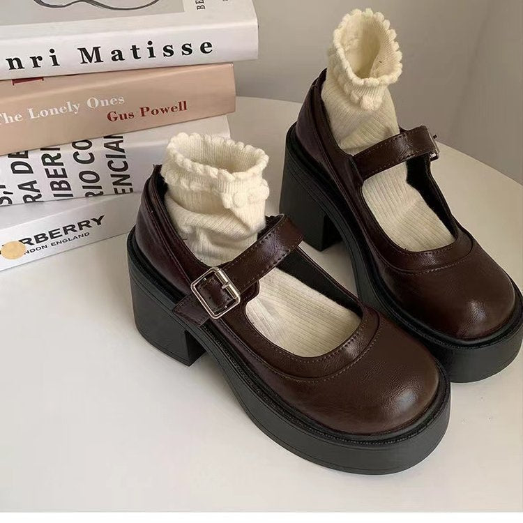 Glossy Mary Jane Platform Shoes