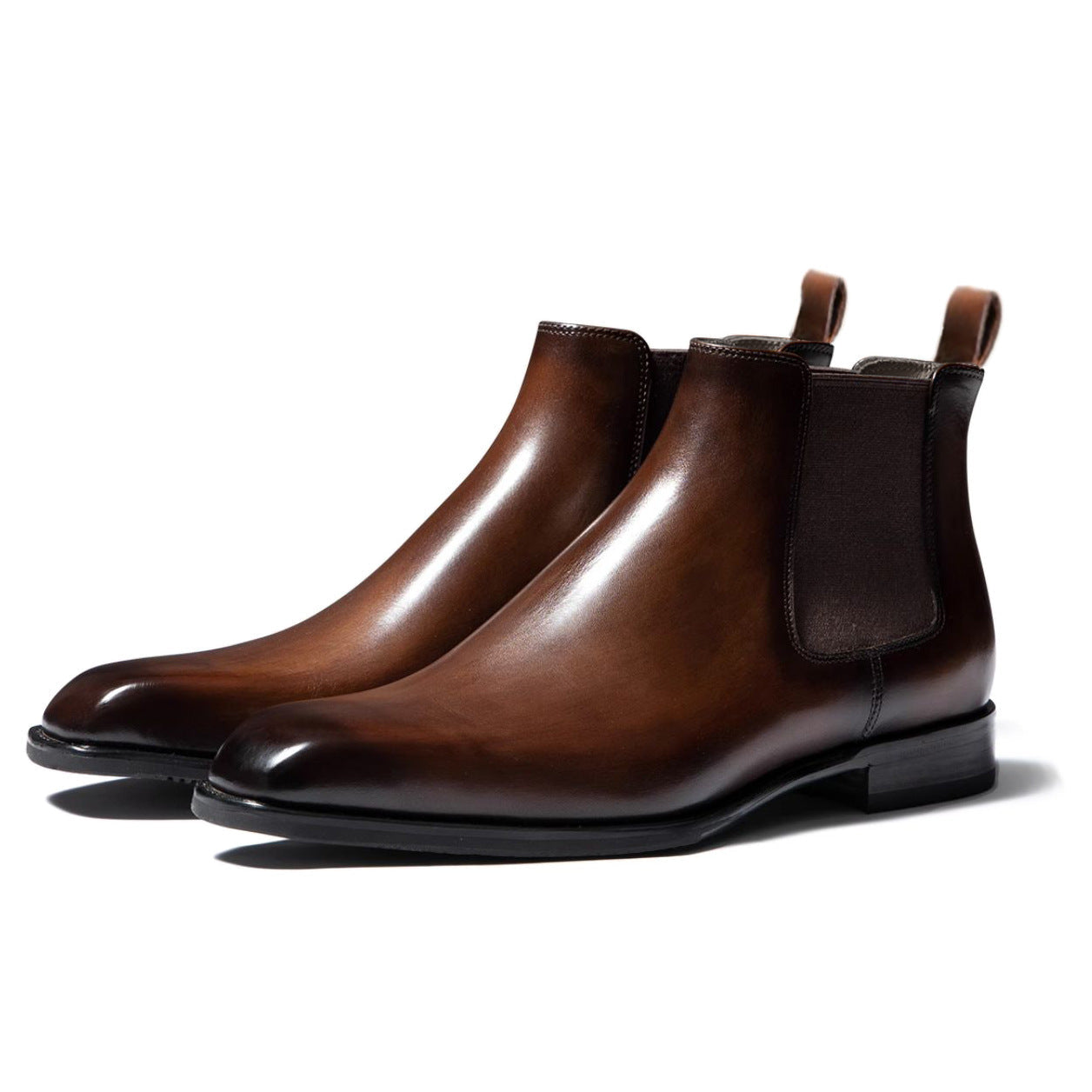Men's Chelsea Boots – Leather – Slip-on with Elastic – Ankle Height – Classic Fit