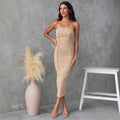 Women's Strapless Denim Dress – Slim Fit – Midi Length – Texture Details