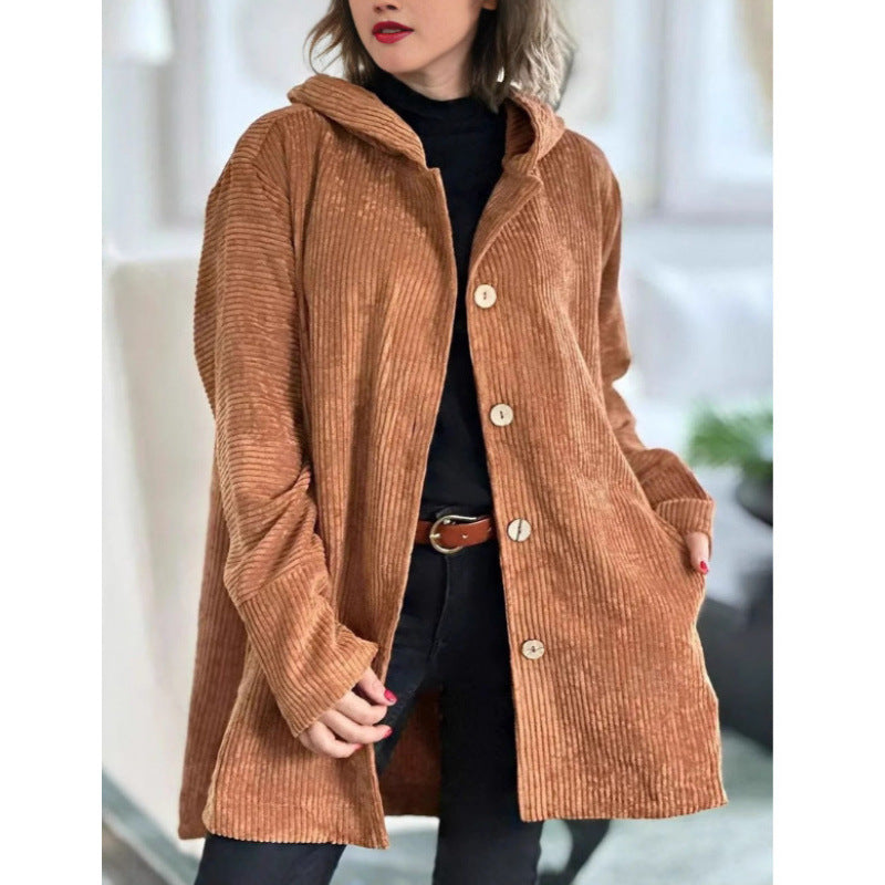 Corduroy Relaxed Fit Hooded Jacket