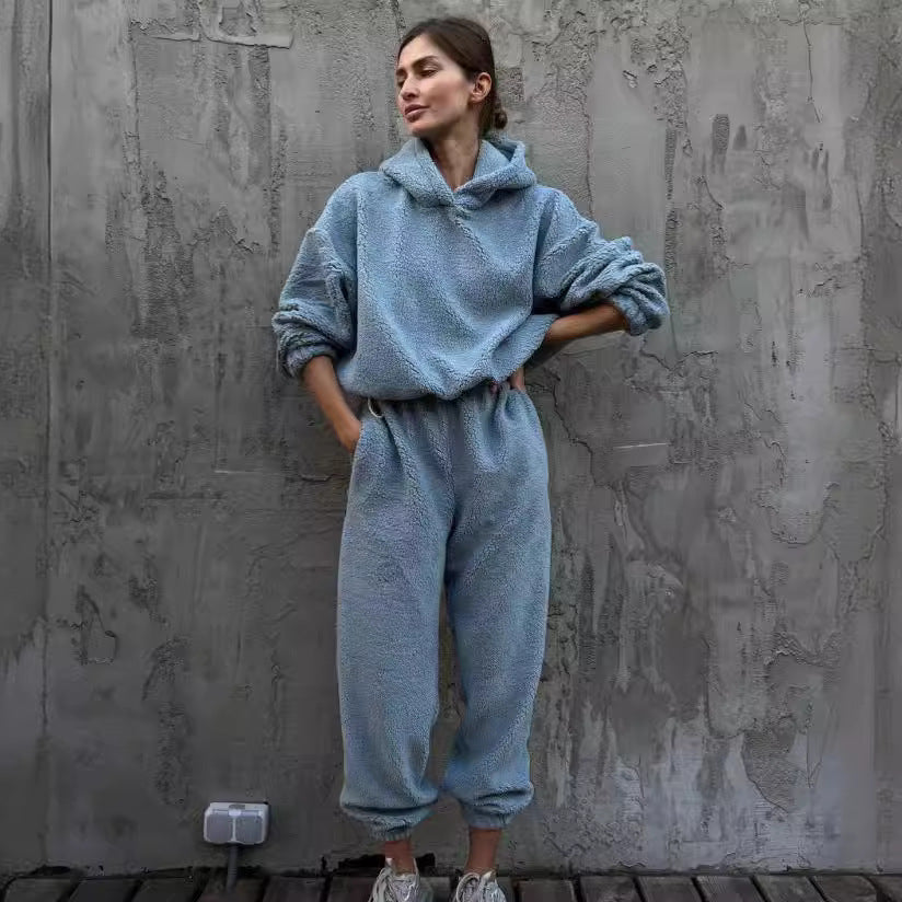 Two-Piece Fleece Oversized High Waist Loungewear Set
