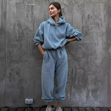 Two-Piece Fleece Oversized High Waist Loungewear Set