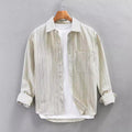 Men's Shirt with Long Sleeves – Relaxed Fit – Cotton Blend – Vertical Stripes