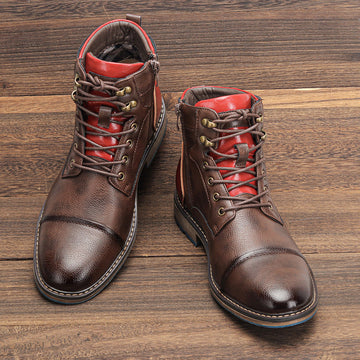 Leather Padded Ankle Cap Toe Boots