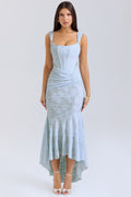 Dress for women – Evening dress in mermaid cut – Satin look – One shoulder – Ruched waist