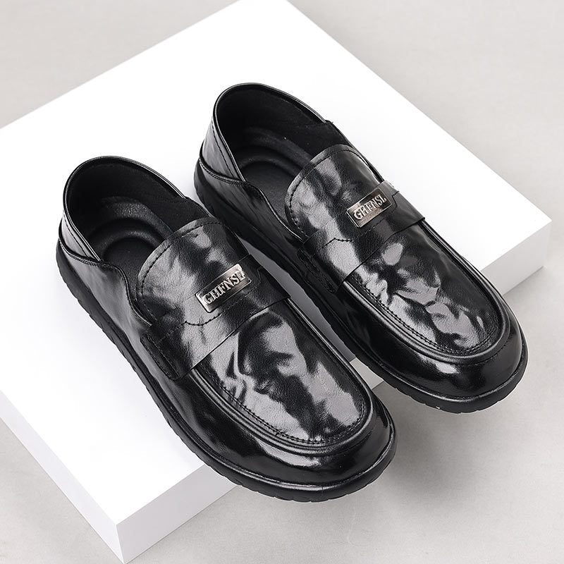 Polished Leather Slip-On Loafers