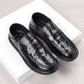 Men's Loafers – Polished Leather – Slip-On Fit – Decorative Strap with Metal – Rubber Sole