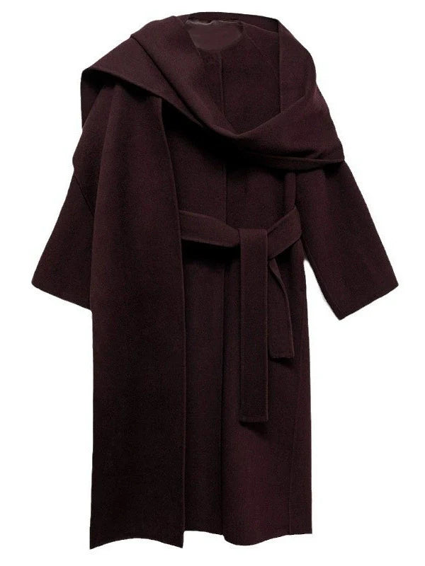 Belted Wool Blend Relaxed Fit Long Coat