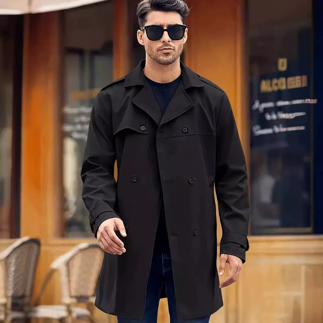 Water-Resistant Double-Breasted Regular Fit Trench Coat