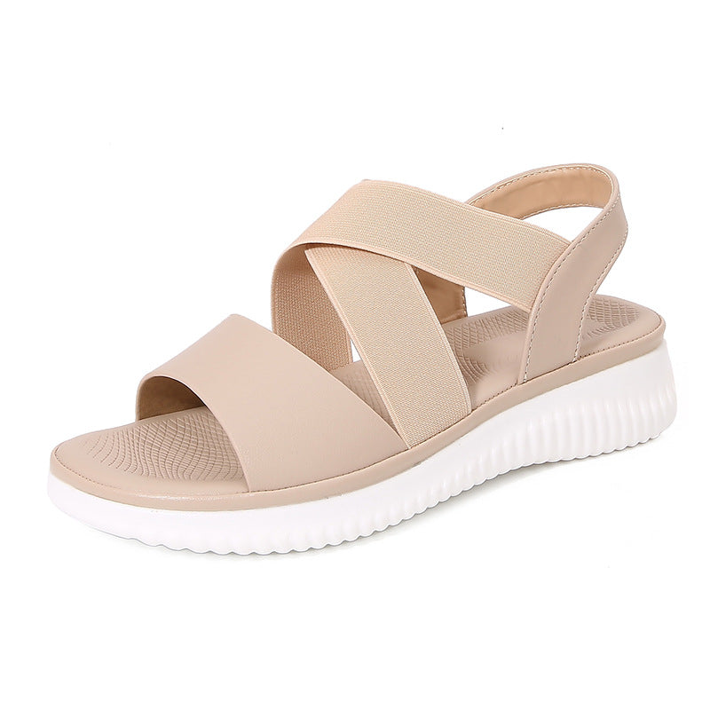 Comfort Elastic Cross Strap Slingback Sandals
