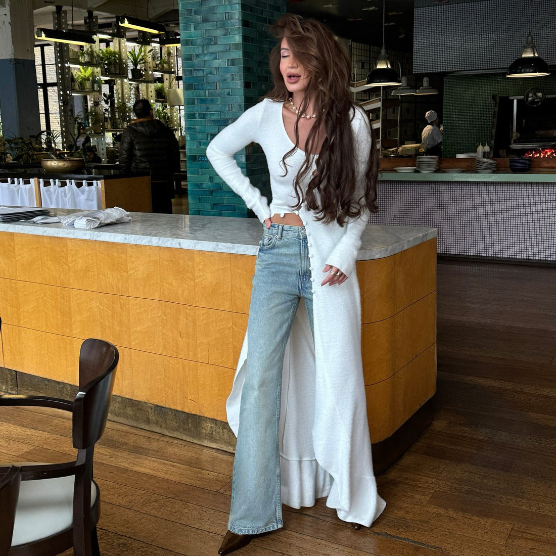 Slim Fit Long Knit Cardigan