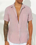 Men's Shirt – Cotton Blend – Relaxed Fit – Short Sleeves – Striped