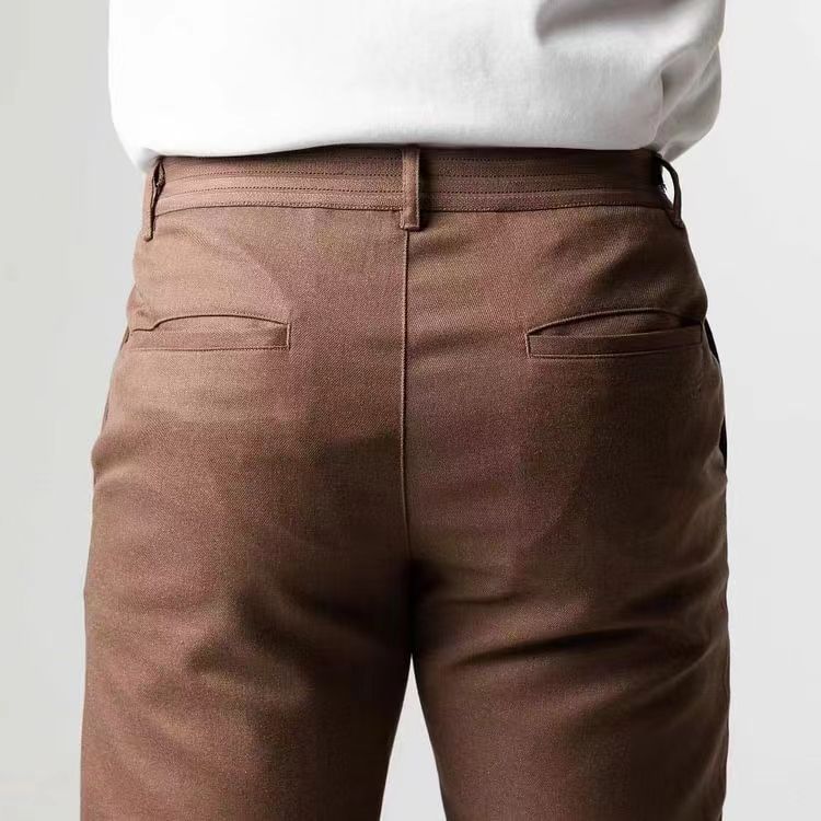 Breathable Cotton Blend Slim Fit Trousers