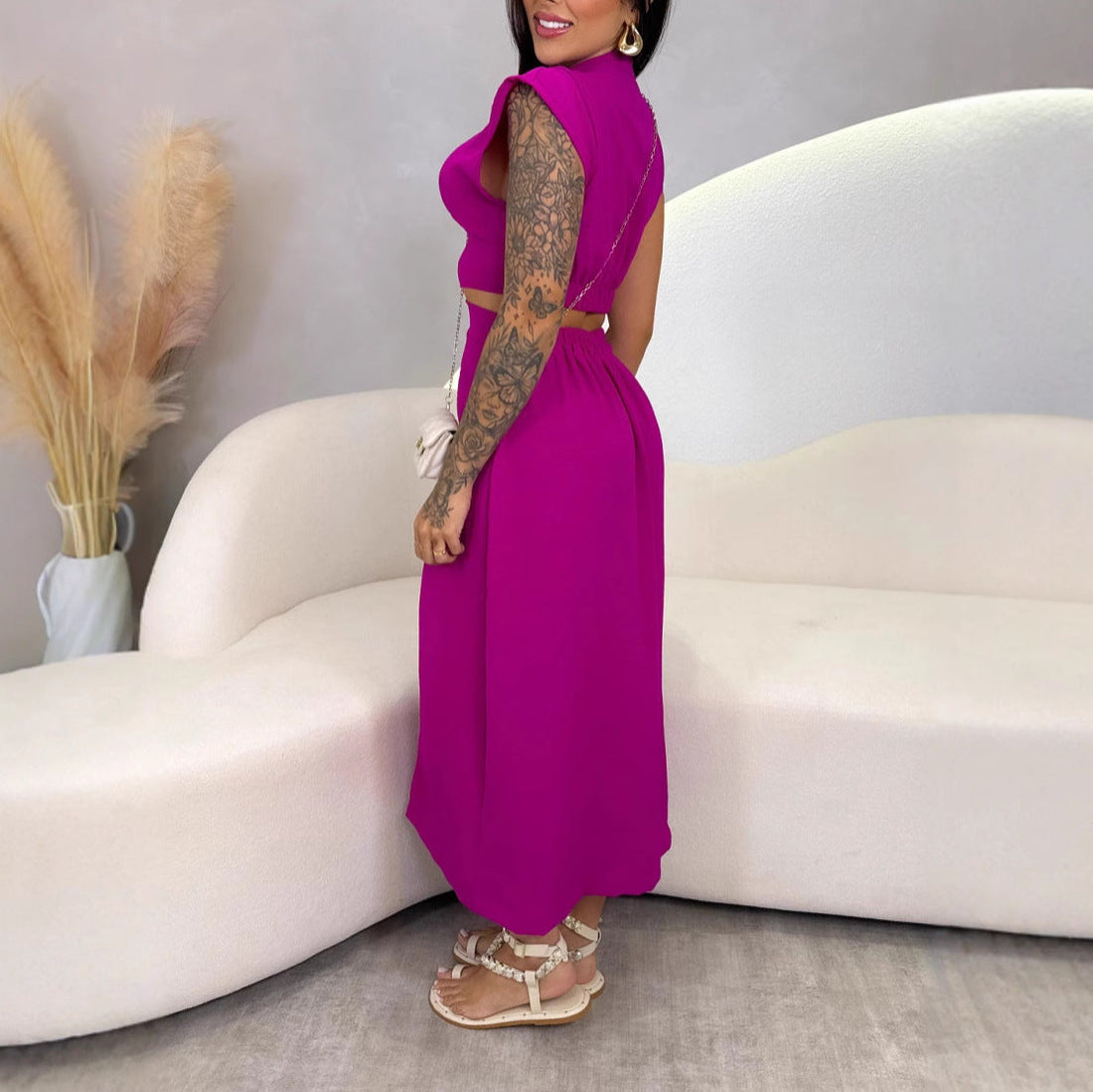 Slim Fit Cut-Out Sides Midi Dress