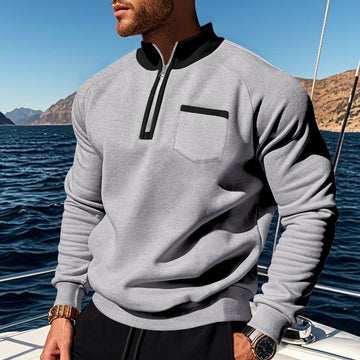 Cotton Knit Half Zip Pullover Sweater