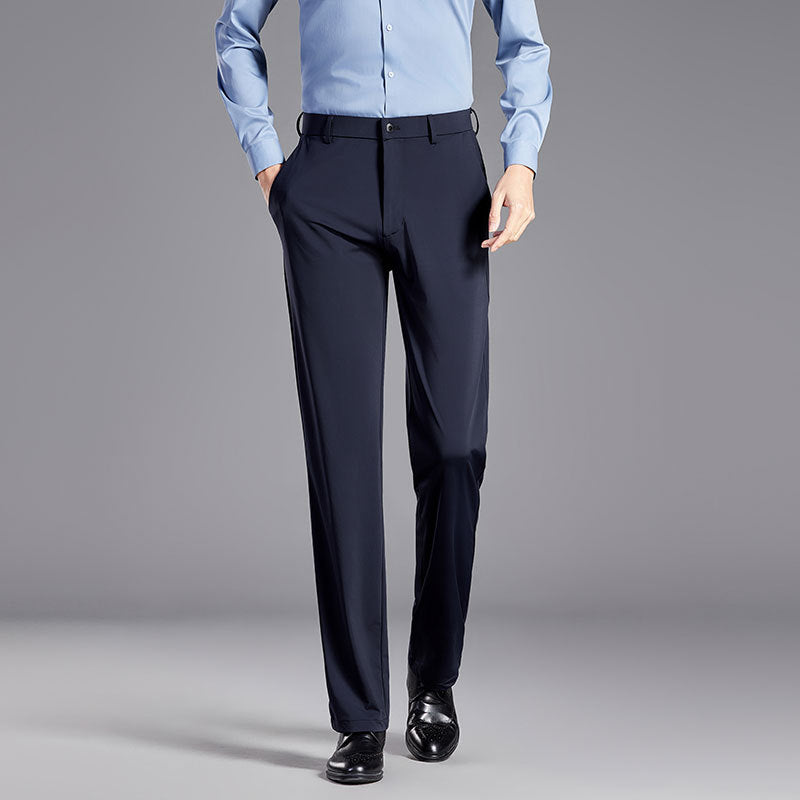 Silk Blend Wrinkle-Resistant Slim Dress Trousers