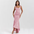 Dress for women – Evening dress in mermaid cut – Satin look – One shoulder – Ruched waist