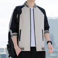 Men's Bomber Jacket – Relaxed Fit – Zipper – Ribbed Edges – Striped Sleeves