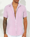 Men's Shirt – Cotton Blend – Relaxed Fit – Short Sleeves – Striped