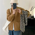 Women's Cardigan – Ribbed Knit Wool Mix – Oversized Fit – Double Zipper – With Pockets