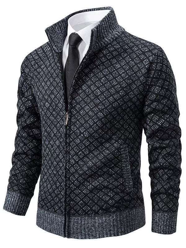 Fitted Wool Zip Front Cardigan Sweater