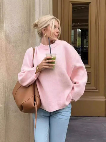 Relaxed Fit Soft Knit Pullover Sweater