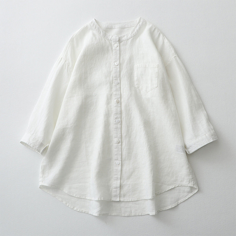 Oversized Natural Fibers Three-Quarter Shirt