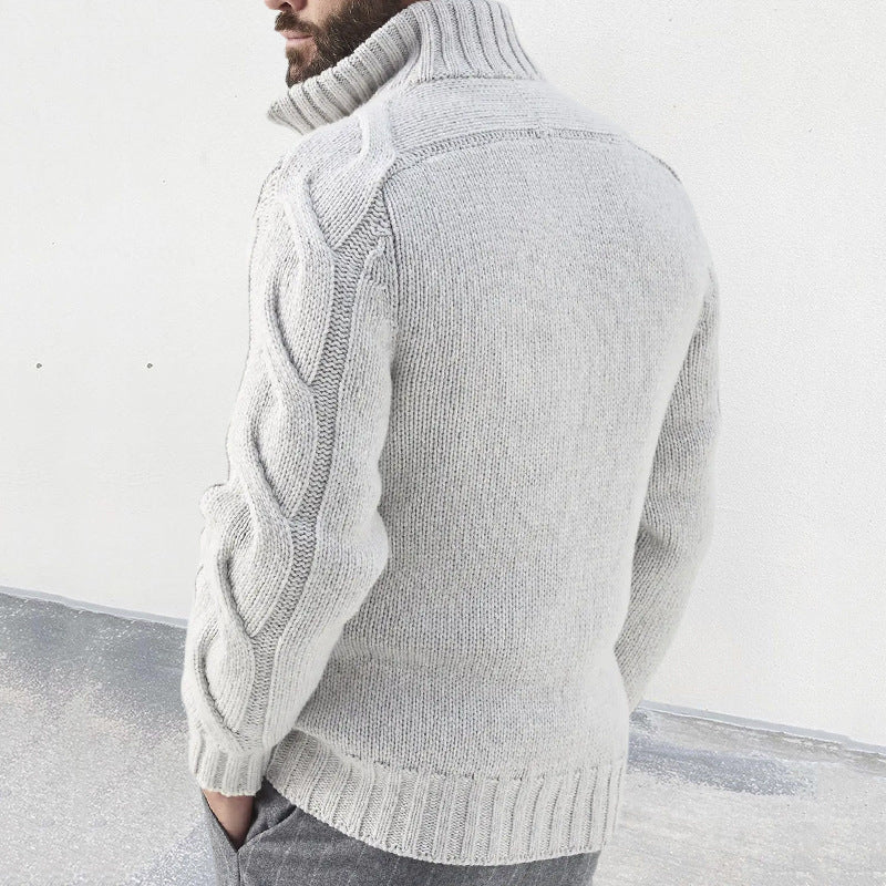 Relaxed Fit Wool Blend Cable Knit Cardigan