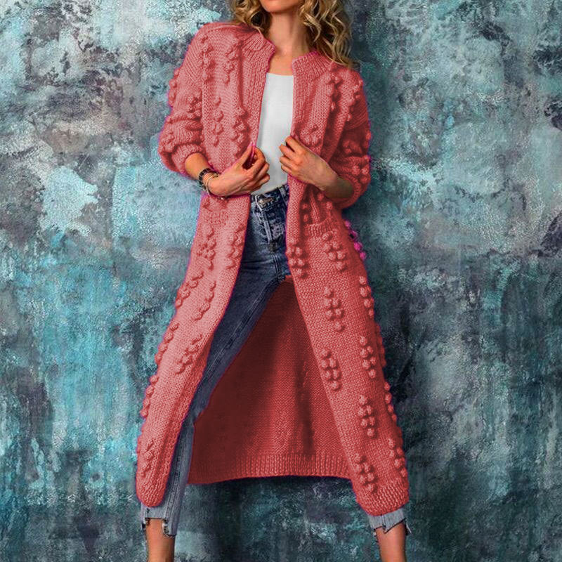 Oversized Chunky Popcorn Knit Long Cardigan Sweater