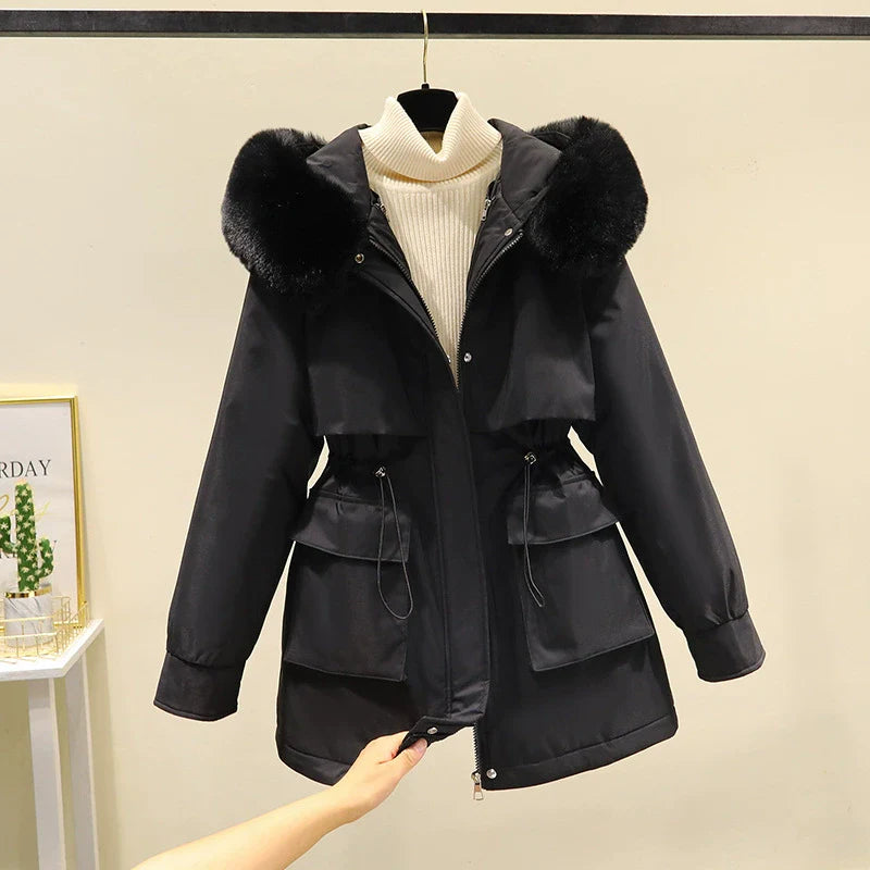 Faux Fur Hood Tailored Parka Jacket