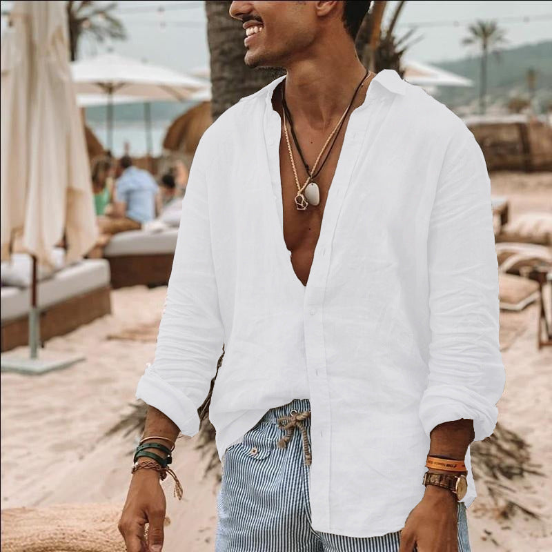 Natural Fibers Relaxed Fit Deep V-Neck Shirt