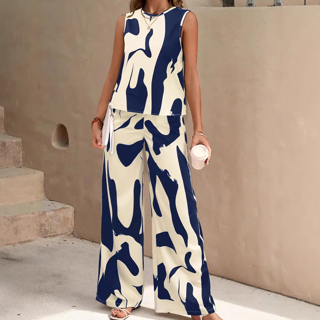 Breathable Relaxed Fit Wide Pants 2-piece Set