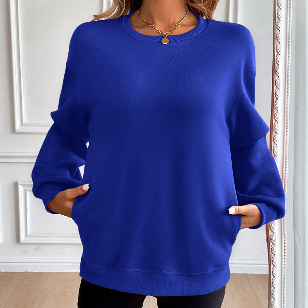 Cotton Blend Loose Fit Front Pocket Sweatshirt
