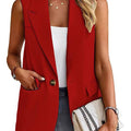 Women's blazer vest – Tailored fit – Sleeveless – Notch lapels – Single button – Pockets