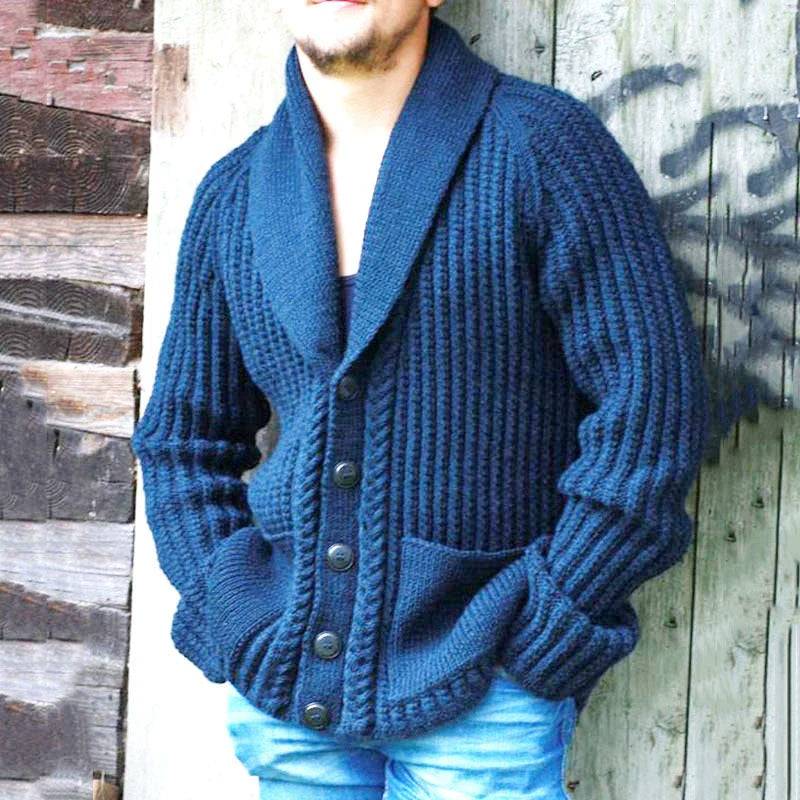 Shawl Collar Wool Knit Cardigan Sweater