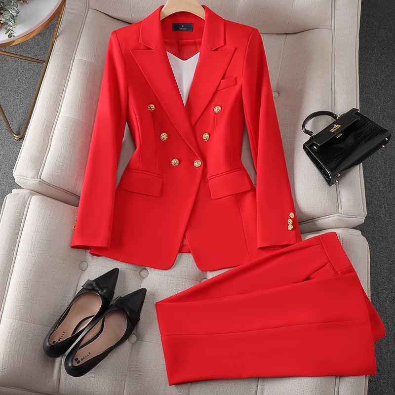 Tailored Double Breasted Gold Button Blazer