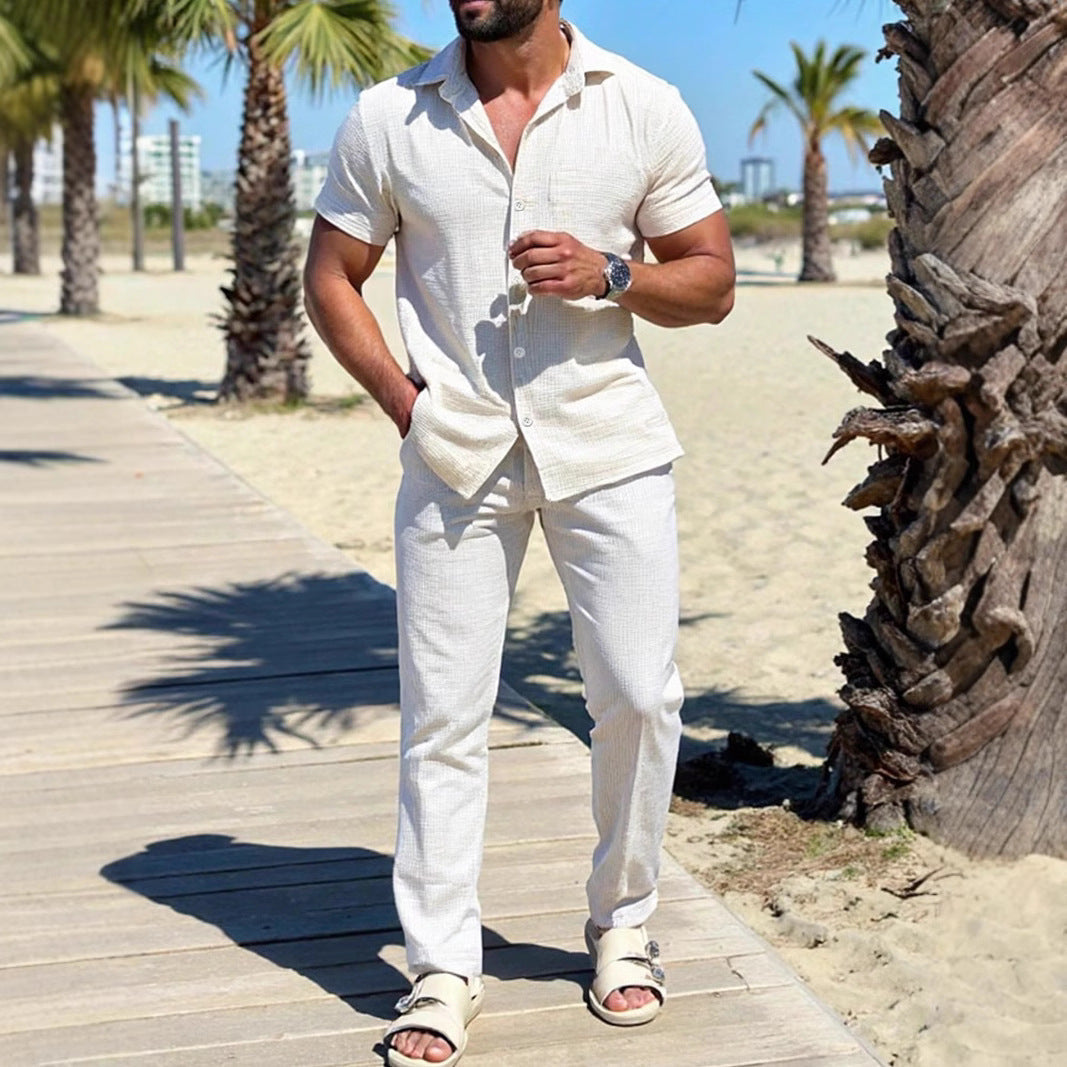 Relaxed Light Cotton Set with Shirt and Pants