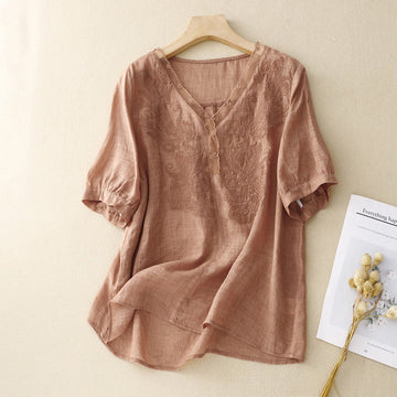 Breathable Embroidered Loose Fit Shirt