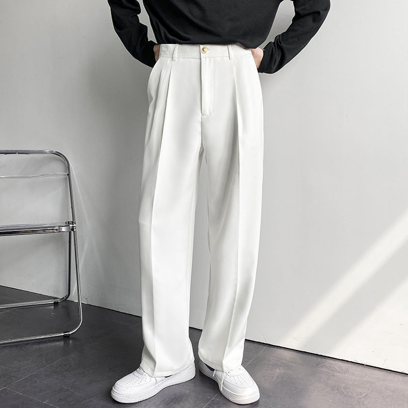 Pleated Front Relaxed Straight Leg Trousers