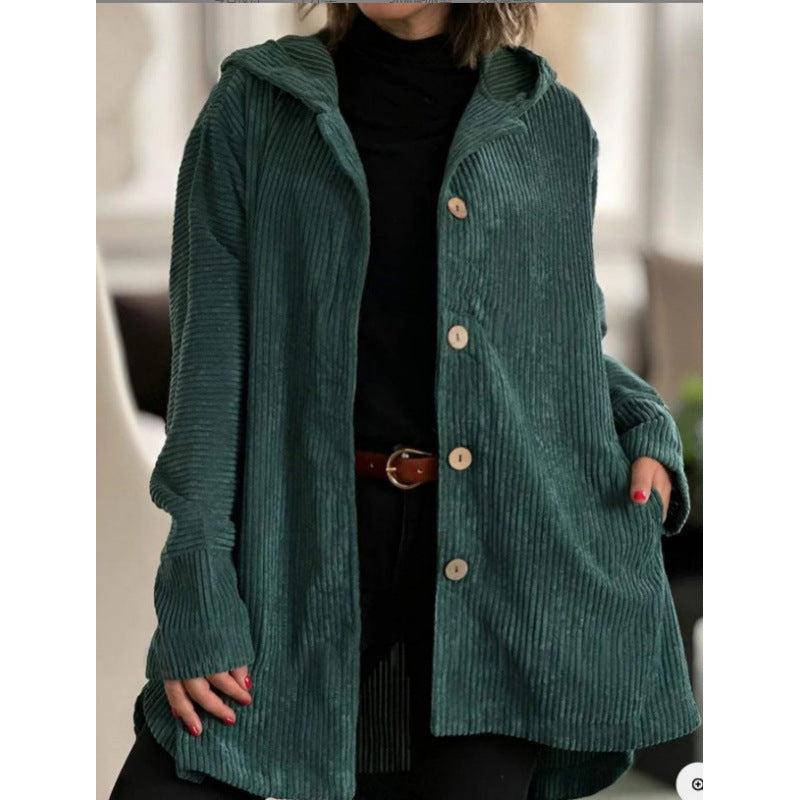 Corduroy Relaxed Fit Hooded Jacket